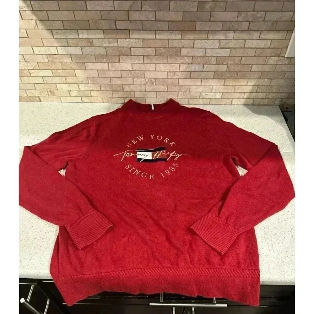 Mens Tommy Hilfiger Signature Logo Crewneck Cotton Sweater dr